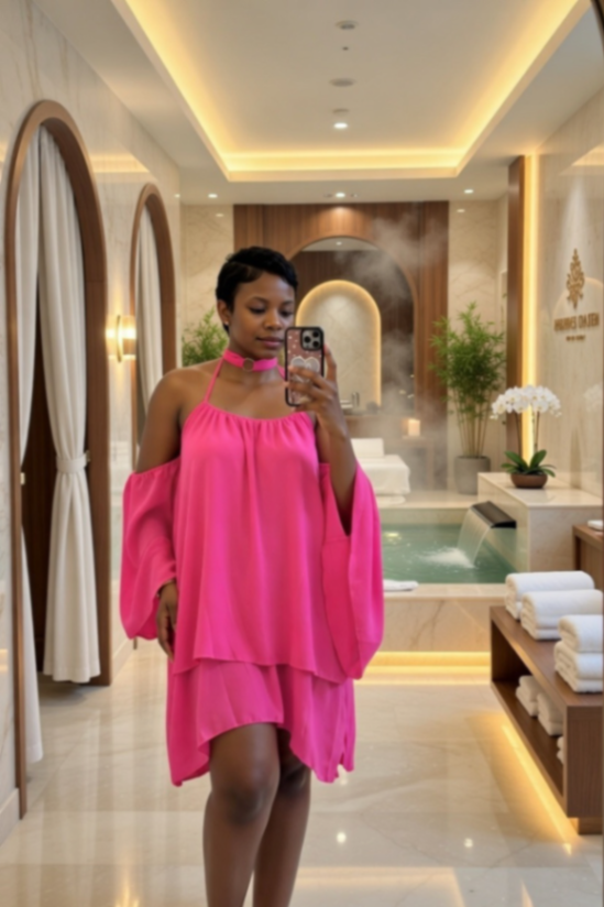 Pink Off Shoulder Dress