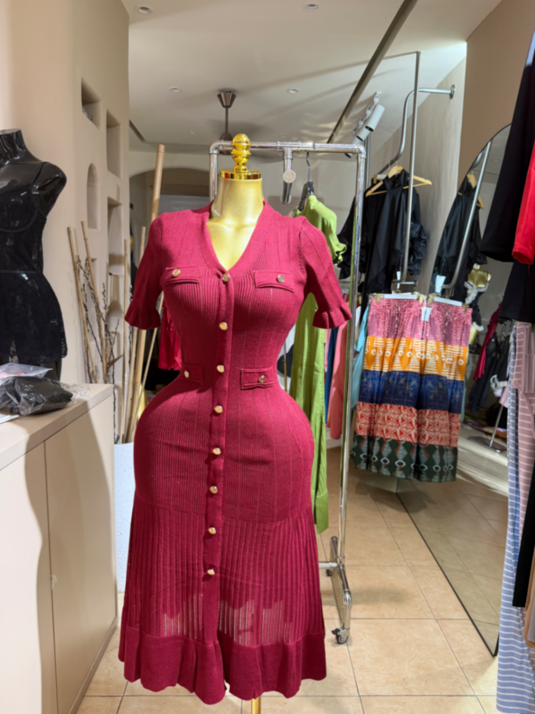 S Buttoned Maxi Dress